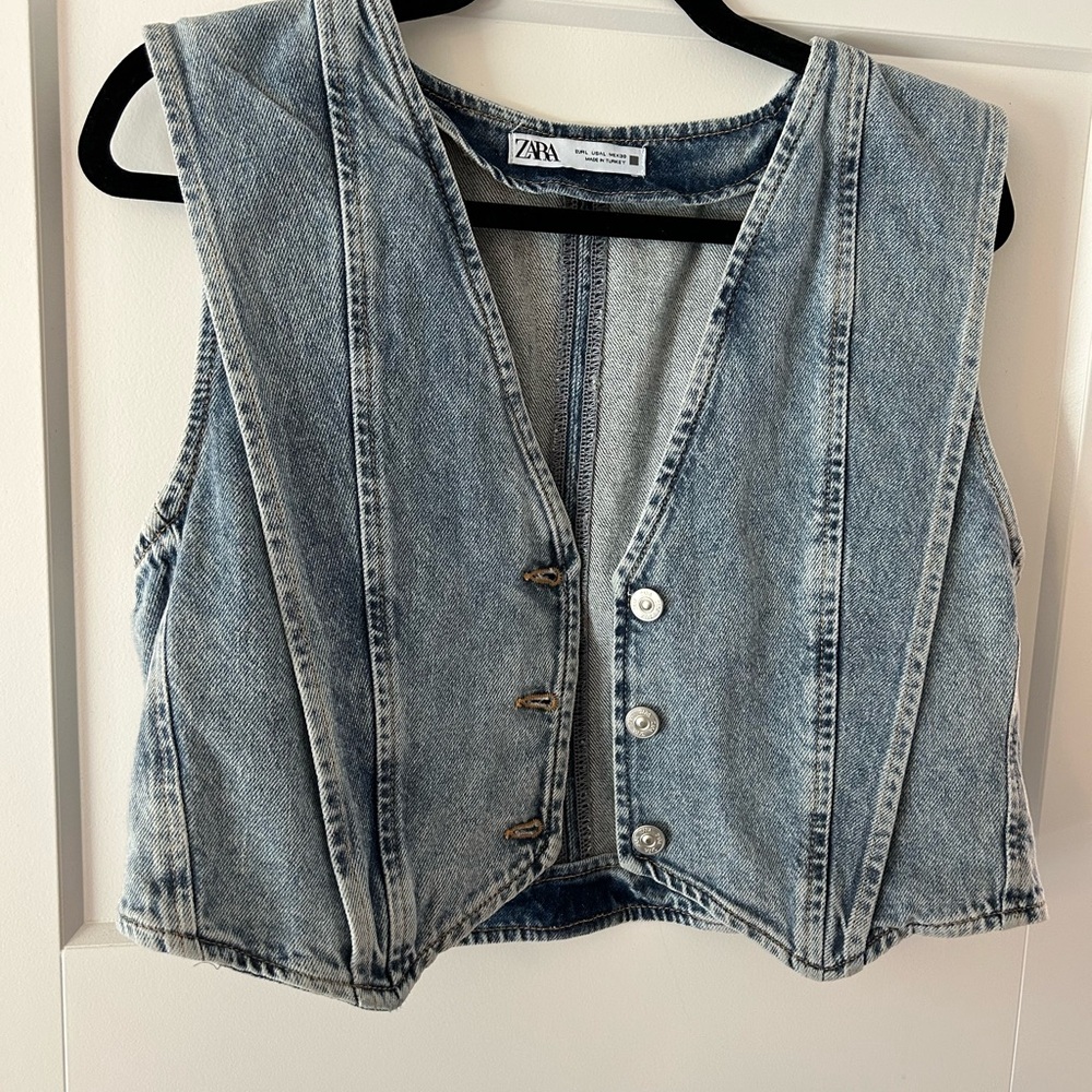 Zara Crop Denim Vest